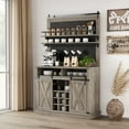thumbnail image 5 of 75" Farmhouse Coffee Bar Cabinet with Sliding Barn Doors, Storage Buffet Sideboard with Adjustable Shelves, Coffee Station Hutch for Dining Room, Kitchen, 5 of 10