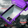 thumbnail image 6 of For Samsung Galaxy Z Flip 7 Case Heavy Duty Military Grade Protection,Camera Lens Slide Protection & 360°Rotate Magnetic Car Mount Holder Kickstand Rugged Shockproof Drop Hard Shell,Purple, 6 of 9