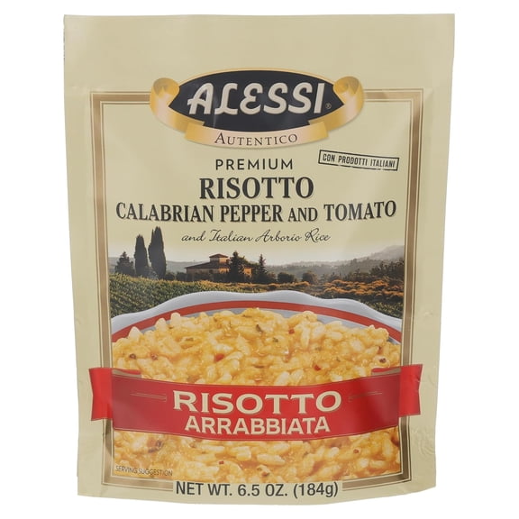 Alessi Autentico Premium Arrabbiata Risotto Mix, Italian Arborio Rice with Spicy Tomato & Cheese Flavor, 6.5 oz Packs, 6 Count