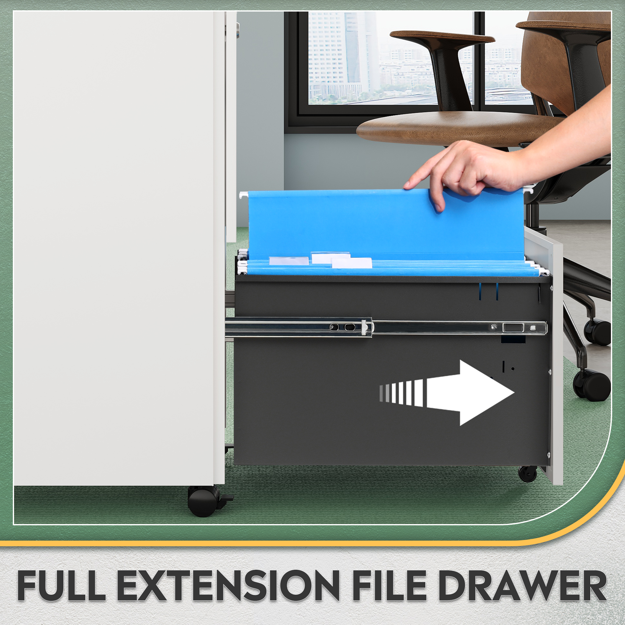 GALAXHERO 2-Drawer File Cabinets Rolling Metal Cabinet with Lock for Home Office, Under Desk Storage Fit Letter/A4/Legal Size, White