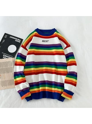 Mens rainbow sales striped jumper