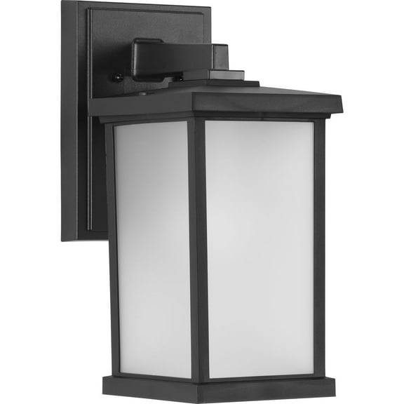 Trafford Non-Metallic Lantern Collection One-Light Textured Black Frosted Shade Traditional Outdoor Wall Lantern Light