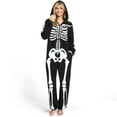 thumbnail image 5 of Joyfy Adult Skeleton Costume Women's Skeleton Bodysuit Pajamas Zipper Hooded Bodysuit Halloween Cosplay Costume Pajamas Home Clothes Black, 5 of 7