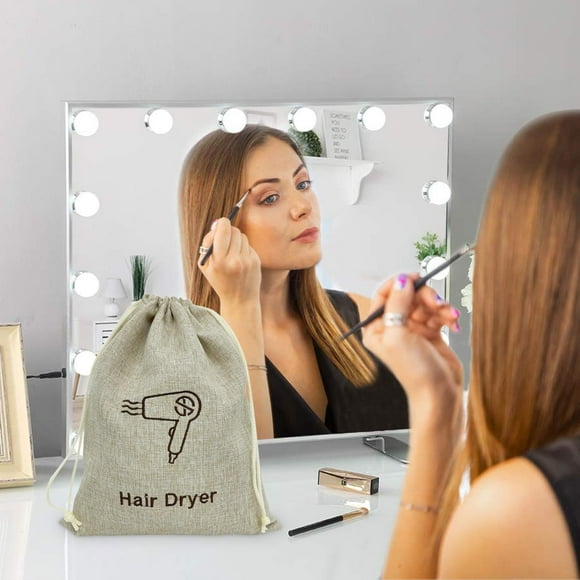 Bolsas grandes Lisbinx para guardar secador de pelo, resistentes a la suciedad y con aspecto de lino, funcionales para organizar herramientas para el cabello, diseño compacto.