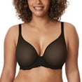thumbnail image 2 of DELIMIRA Women's Sheer Mesh Bra See Through Plus Size Sexy Full Coverage Underwire Unlined Bras, 2 of 5