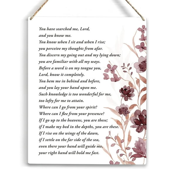 You Have Searched Me Bible Verse Wood Sign Rustic Psalm 139 Watercolour Christian Wooden Hanging Plaque for Home Office Wall Art Decoration 8x10 Inch Present
