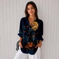 thumbnail image 4 of Nyfairy Plus Size Women's Halloween Print Long Sleeve Button Down Casual Shirt, 4 of 5