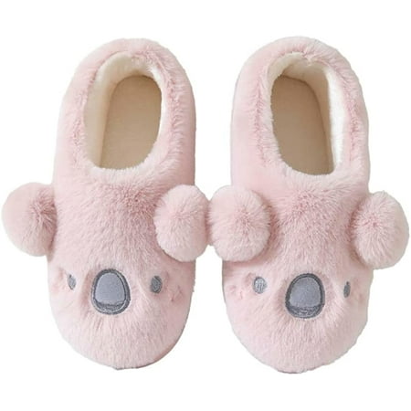 

CoCopeaunt Cute Koala Animal Fluffy House Slippers for Women Men Warm Soft Fashion Indoor Shoes Block Open Heel