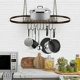 thumbnail image 4 of Sorbus Pot and Pan Rack for Ceiling with Hooks - Decorative Oval Mounted Storage Rack - Multi-Purpose Organizer Great for Home, Restaurant, Kitchen Cookware, Utensils, Books, Household Items, 4 of 7