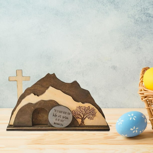 Estatuilla de Tumba Vacía, Escena de Pascua, Decoración de Madera, Decoración de Pascua, Decoración , Adorno Rústico Decorativo para El Estilo A