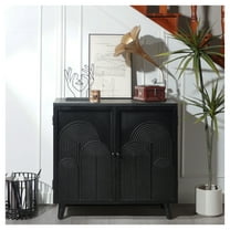 Modern Black Wood Storage Cabinet, 31in Accent Cabinet with Embossed Door for Living Room, Bedroom, or Entryway Black Engineered Wood,MDF