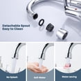 thumbnail image 4 of Wowow 4 in. Centerset Double Handle High Arc Bathroom Faucet with Drain Kit Included in Polished Chrome, 4 of 7