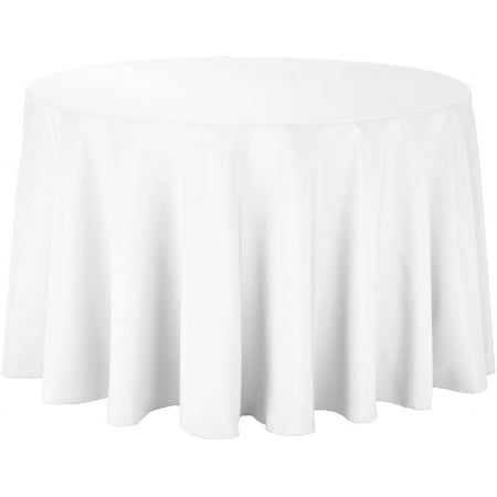 12 Pack 120 Inch Round White Polyester Tablecloth, Table Cover, Stain and Wrinkle Resistant, Washable for Dining Table, Wedding Reception, Banquet, Party