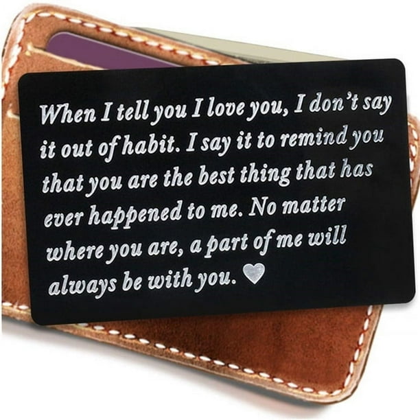 Xihbxyly Tarjeta de Inserción para Billetera, de Acero Inoxidable, Ligera y Duradera, Ideal Como Regalo Romántico para Esposo, Esposa o Novia, Ideal para Bodas, Aniversarios y San Valentín. Tamaño: 8