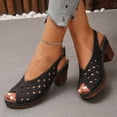 thumbnail image 5 of HomeDM Platform Chunky Heels Sandals for Women Open Toe Slingback Summer Dressy Beach Slides Sandals, Black Size 7, 5 of 9