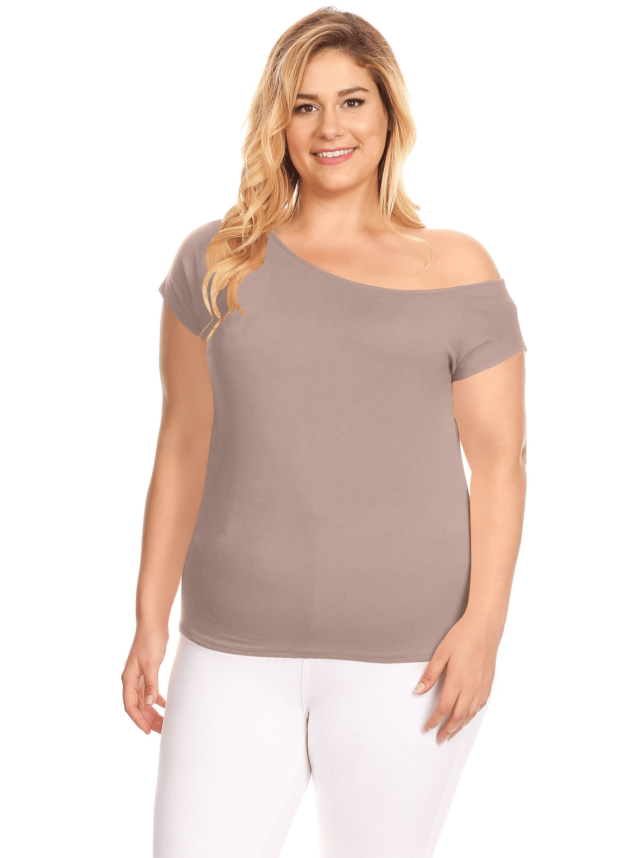 Repræsentere accelerator ganske enkelt Simlu Womens Plus Size Off Shoulder Tops off One Shoulder Short Sleeve Top  - USA - Walmart.com