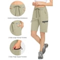 thumbnail image 4 of Mapamyumco Women's Hiking Cargo Shorts Ultra Stretch Quick Dry Lightweight for Camping Travel Golf with Zipper Pockets Khaki XS, 4 of 6