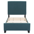 thumbnail image 4 of CorLiving Juniper Fabric Upholstered Adult Twin Platform Bed Frame with Padded Headboard and Slats, No Box Spring Required, Blue, 4 of 9