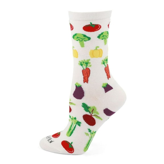 MeMoi Vegetable Medley Bamboo Blend Crew Sock - Womens - Female, 9-11, Ivory
