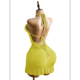thumbnail image 4 of RDKTPXZ Women's Ruched Halter Mini Dress, Backless Bodycon Ruffle Hem Party Dress, 4 of 5