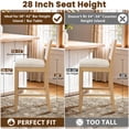 thumbnail image 2 of Bar Stools Sets of 2, LEGAHOME 28" Bar Height Bar Stools, Farmhouse Linen Upholstered Bar Stools with Cane Back, Wood Bar Chairs for Kitchen Island Dining Room, Suitable for 40"-42" Table, Beige, 2 of 7
