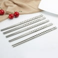 thumbnail image 3 of Clearance! Chopsticks 5 Pairs Metal Reusable Korean Chinese Stainless Steel Chop Sticks W4D3, 3 of 8