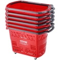 thumbnail image 1 of Chariot de Courses en Plastique Robuste sur Roues Ensemble de 6 Capacité de 39 Litres avec Poignée Intégrée Rouge, 1 of 7