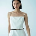 thumbnail image 6 of 0.5 Inch Width Thin Black PU Leather Belt for Women Adjustable Skinny Waist Belt with Gold Alloy Bowknot Buckle Elegantes Slim Leather Waist Strap Band for Ladies Dresses Jeans Pants, 6 of 8