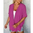 thumbnail image 2 of Luxalzxs Thin Cardigans for Women Lightweight Summer Short Sleeve V Neck Solid Color Casual Open Front Cardigan Loose Beach Cover Up, 2 of 5