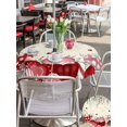 thumbnail image 4 of Outdoor Tablecloth with Umbrella Hole and Zipper, Love Heart Valentine's Round Table Cloth 54 Inch Waterproof Tablecloth, Vintage Eucalyptus Botanical Red Pink Picnic Table Cover for Patio Camping, 4 of 7