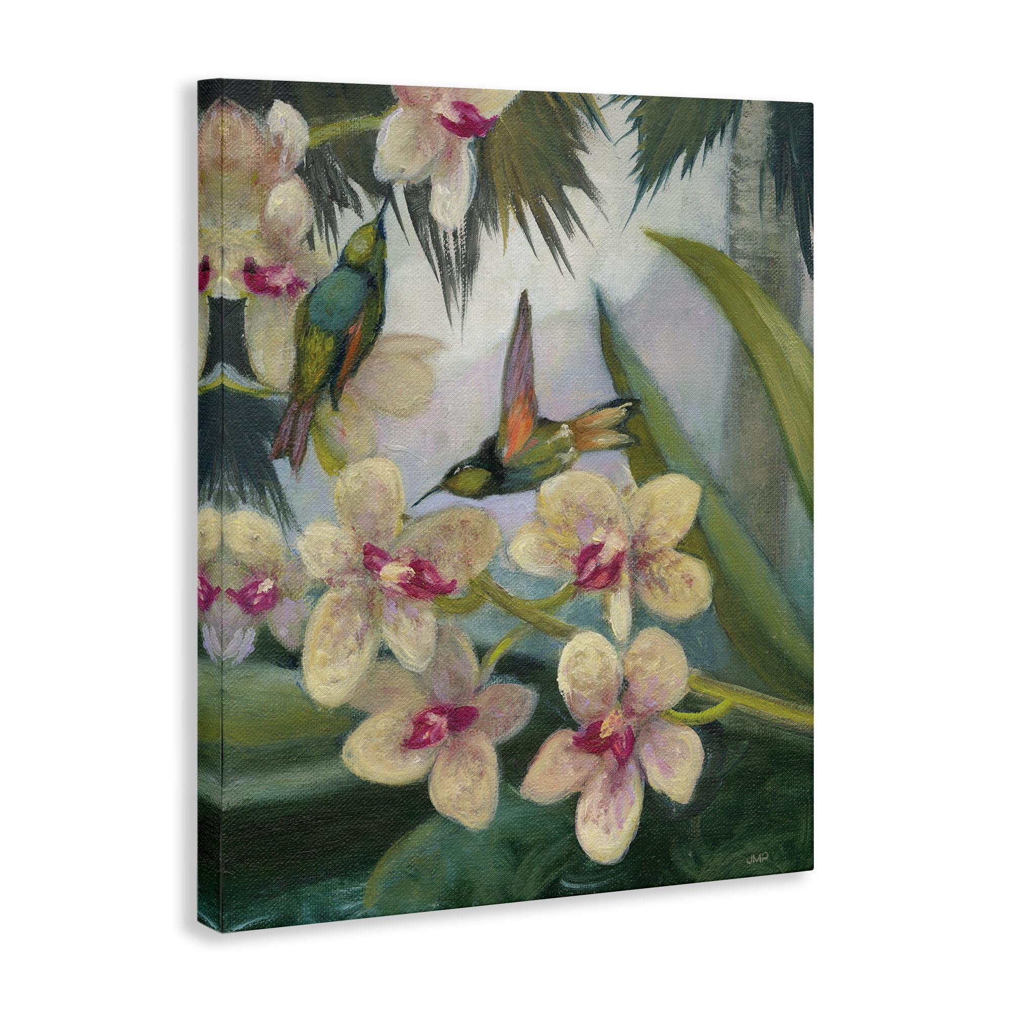 Stupell Industries Hummingbirds Among Blossoms Landscape Painting Gallery Wrapped Canvas Art Print Wall Art, 24 x 30