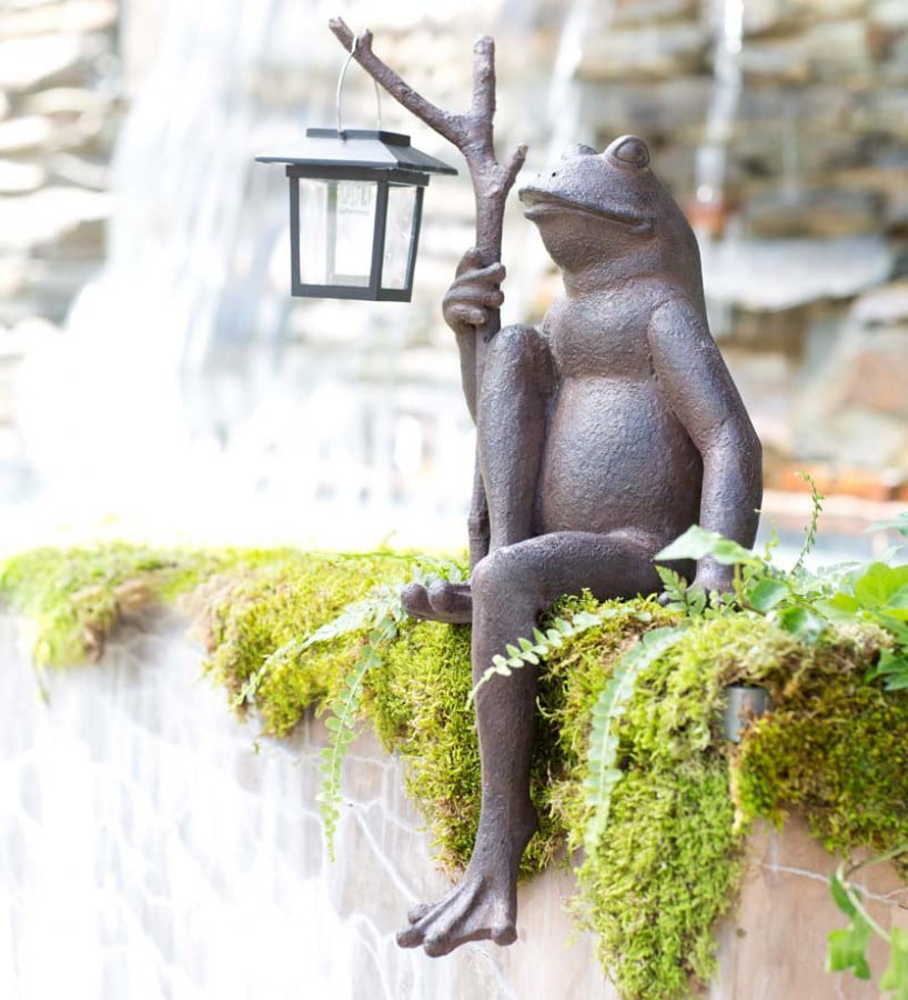 Statue Only Sitting Frog Pond Spitter water garden fountain toad gift decor 