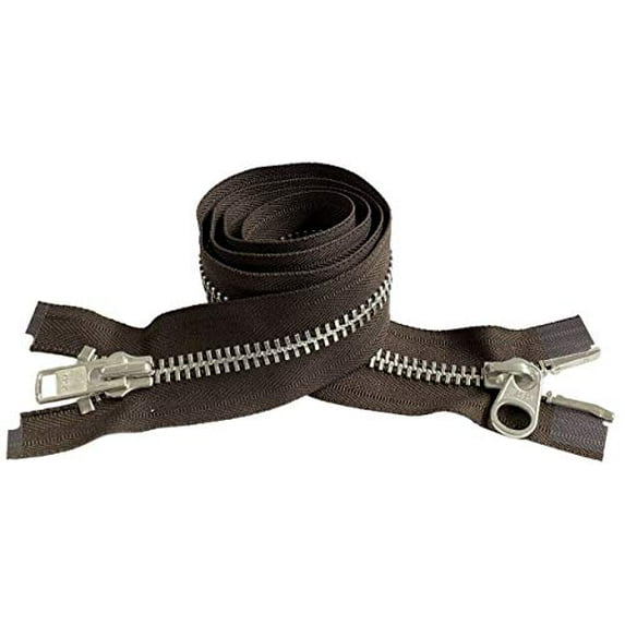 YKK #10 Extra Heavy Duty Aluminum Brown Parka"2-Way" Dual Separating Jacket Zipper - Choose Your Length - Color: Brown #570 - Made in The United States (1 Zipper Per Pack)
