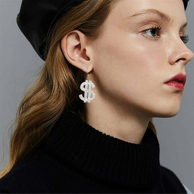 Dollar Sign Shape Earrings Fashion Hop Accessory for Everyday Wear on Platform Featuring Acrylic Craftsmanship and Design