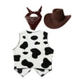 thumbnail image 4 of vastwit Cowboy Costume Kids Cowgirl Cosplay Outfits Cow Print Vest with Bandanna and Hat Set for Coffee 12, 4 of 6