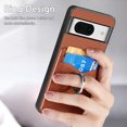 thumbnail image 6 of Carbon Fiber Patterned Case for Google Pixel 8, Wallet case with [360°Rotation Ring Kickstand] Credit Card Holder,PU Leather Shockproof Cover Women Men for Google Pixel 8, Brown, 6 of 8