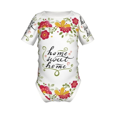 

Junzan Home Sweet Home Floral Print Short-Sleeve Baby Climbing Clothes Bodysuits for Infant One-Piece for Baby Boys & Girls Baby Clothes Baby Romper with Snap Closure-3 Months