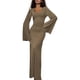 thumbnail image 1 of Vestido de Punto Acanalado para Mujer, Acampanada, Ajustado, Holgado e Informal. Caqui L, 1 of 7