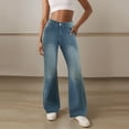 thumbnail image 2 of vigerkar Womens Baggy Wide Leg Casual Jeans Mid Waisted Stretchy Boyfriend Y2K Denim Pants Blue, S, 2 of 9