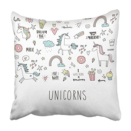 Personalised  Cushion Unicorn Birthday Girl Gift  Pillow Case Cover and Insert 