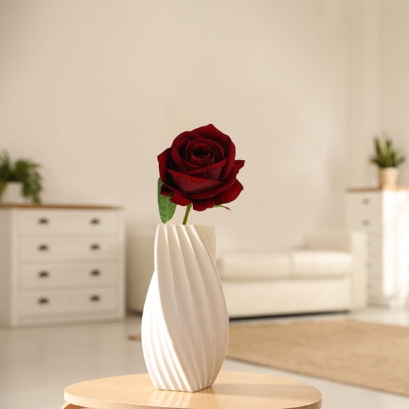 Artificial Rose Flower Burgundy Rose 16Inch Real Touch Fake Roses High Simulation Faux Silk Flower for Wedding Anniversary Home Decor Valentine's Day Gift,1Pcs