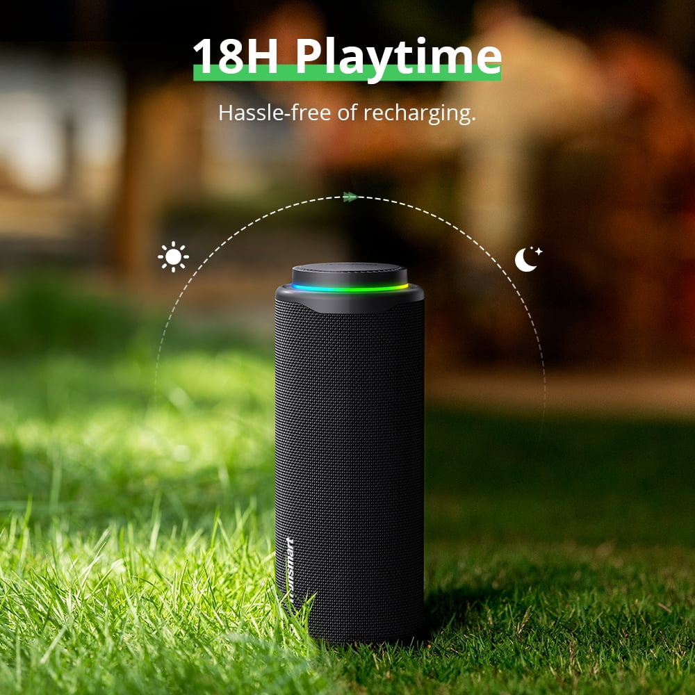 Tronsmart T8 Portable Bluetooth 5.3 Speaker, 40W 360° Surround Deep Bass, TWS, Custom EQ & RGB, IPX7 Waterproof, 18H for Outdoor - Black