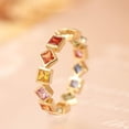 thumbnail image 5 of Gold Plated Geometric Ring Colorful Crystal Inlays Rainbow Jewelry For Women Durable Elegant Accessory Classic, 5 of 7