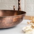 thumbnail image 5 of 8" Handmade Hammered 100% Solid Copper Kitchen & Bathroom Vessel Sink Bowl – Countertop Basin for Vanity & Powder Room | Eco-Friendly Rustic Copper Sink with Drain Cap, 5 of 6