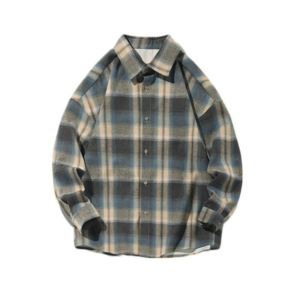 FAIWAD Men's Plaid Shirt Long Sleeve Button Down Oversize Coat Casual Vintage Going Out Clothes