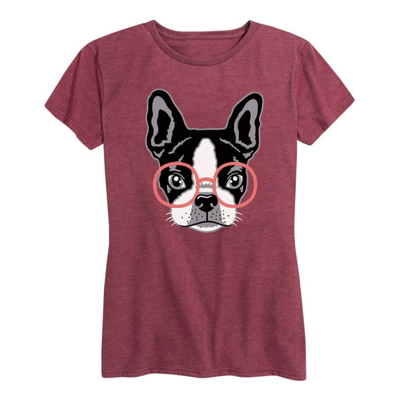 Instant Message - French Bulldog With Glasses - Women's Short Sleeve Graphic T-shirt