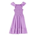thumbnail image 4 of shoper Dresses for Girls 7-8 Square Neck Ruffled Sleeve Backless Cute Summer Dresses for Girls Formal Special Occasion Party Clothes Summer Maxi Dress for 5-14 Years Purple 140, 4 of 5