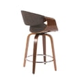 thumbnail image 4 of Curvini Mid-Century Modern Counter Stool In Walnut Wood And Charcoal Fabric - Set Of 2, 4 of 7