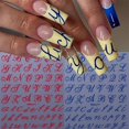 thumbnail image 3 of TANYOOTO Pegatinas de arte para uñas con letras, 6 hojas, rojo, azul y dorado, 3 of 9