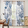 thumbnail image 4 of Blue Coastal Kitchen Curtains 96 Inch Length, Summer Nautical Ocean Beach Coral Fish Grommet Top Bedroom Living Room Curtains, Light Filtering Cafe Curtain Drapes 2 Panels Set 104''x96'', 4 of 9